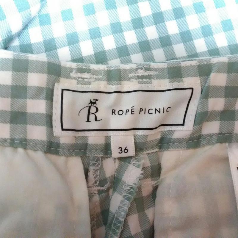 ロペピクニック ROPE' PICNIC パンツ チノパン カプリパンツ 36 チェック 白 / ホワイト / X 緑 / グリーン / レディース USED 古着 中古 10011888