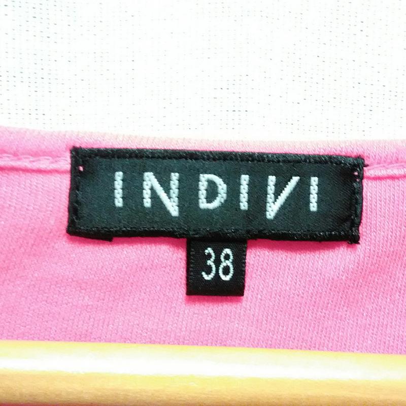 インディヴィ INDIVI カットソー 長袖 38 無地 X 刺繍 桃 / ピンク / レディース USED 古着 中古 10011890