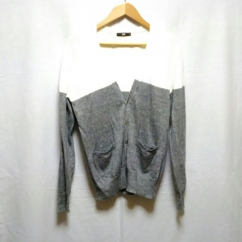 ハレ HARE カーディガン 長袖 S 無地 白 / ホワイト / X 灰 / グレー / メンズ USED 古着 中古 10011899