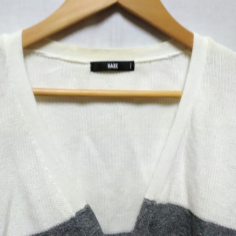 ハレ HARE カーディガン 長袖 S 無地 白 / ホワイト / X 灰 / グレー / メンズ USED 古着 中古 10011899