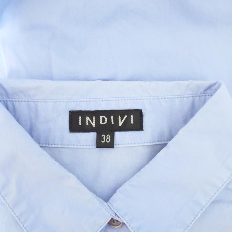 インディヴィ INDIVI シャツ、ブラウス 長袖 38 無地 青 / ブルー / レディース USED 古着 中古 10011909