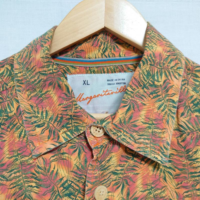 マルガリータビル Margaritaville シャツ、ブラウス 半袖 アロハシャツ XL 総柄 橙 / オレンジ / X 緑 / グリーン / メンズ USED 古着 中古 10011922