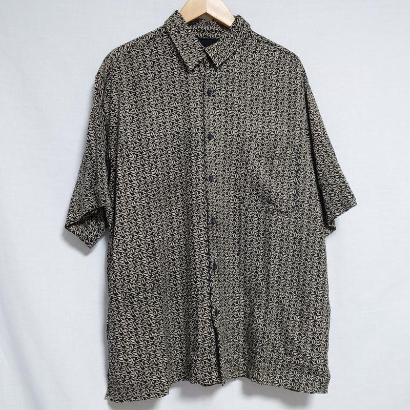 リネア ロッサ Linea Rossa シャツ、ブラウス 半袖 L 総柄 茶 / ブラウン / X 黒 / ブラック / メンズ USED 古着 中古 10011924
