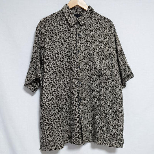 リネア ロッサ Linea Rossa シャツ、ブラウス 半袖 L 総柄 茶 / ブラウン / X 黒 / ブラック /  メンズ USED 古着 中古 10011924
