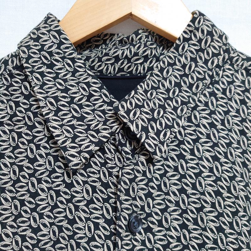 リネア ロッサ Linea Rossa シャツ、ブラウス 半袖 L 総柄 茶 / ブラウン / X 黒 / ブラック / メンズ USED 古着 中古 10011924
