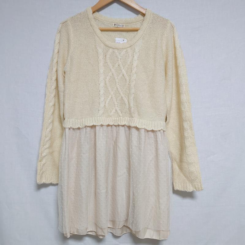 アクシーズファム axes femme ワンピース ひざ丈スカート M 無地 白 / ホワイト / X ベージュ / ベージュ / レディース USED 古着 中古 10011950