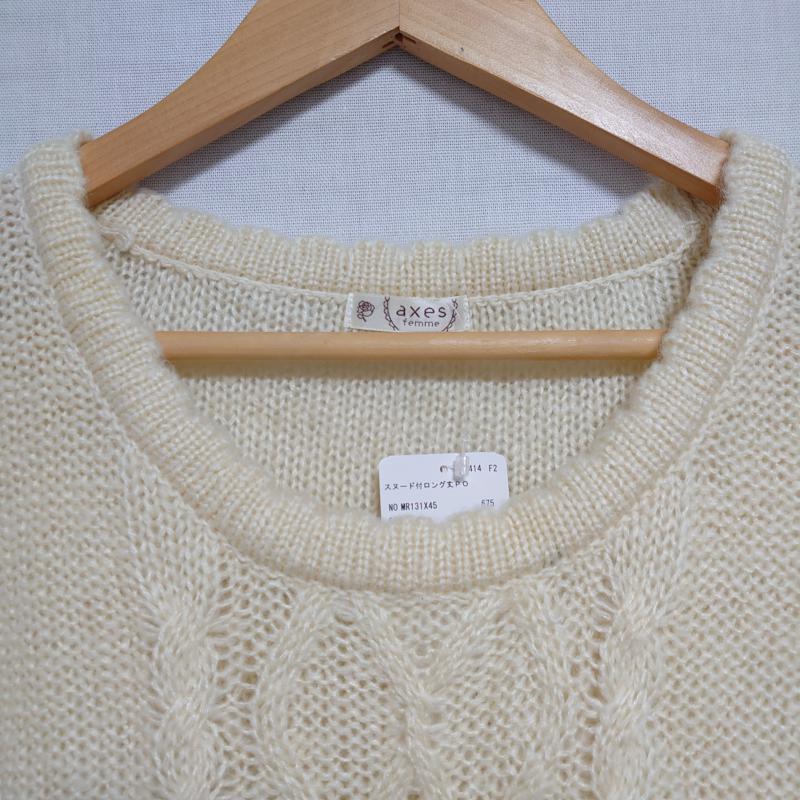 アクシーズファム axes femme ワンピース ひざ丈スカート M 無地 白 / ホワイト / X ベージュ / ベージュ / レディース USED 古着 中古 10011950