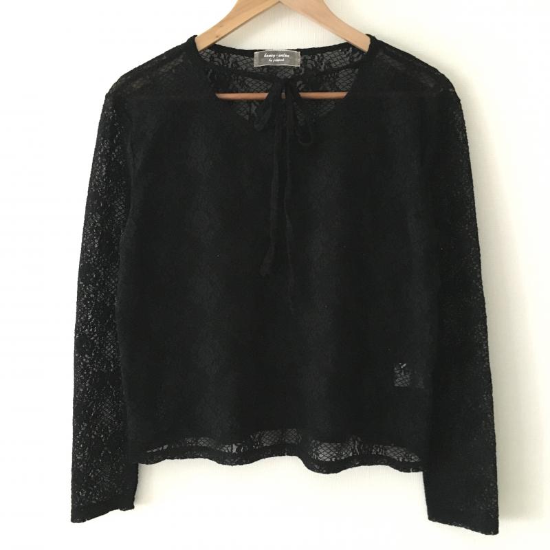 ハニーサロンバイフォピッシュ Honey Salon by foppish カットソー 長袖 FREE 花柄 黒 / ブラック / レディース USED 古着 中古 10011999