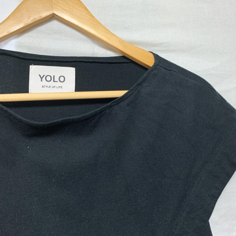 ヨーロ YOLO カットソー 半袖 ノースリーブ 40 無地 黒 / ブラック / レディース USED 古着 中古 10012118