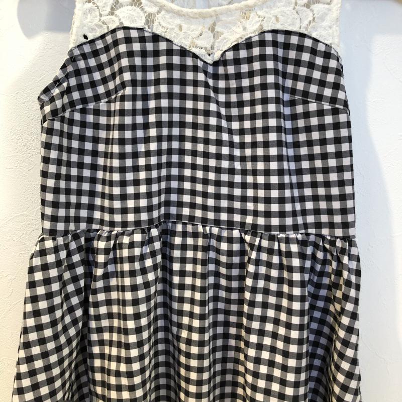アラマンダ ALLAMANDA チュニック 半袖 38 チェック 白 / ホワイト / X 黒 / ブラック / X 灰 / グレー / レディース USED 古着 中古 10012135
