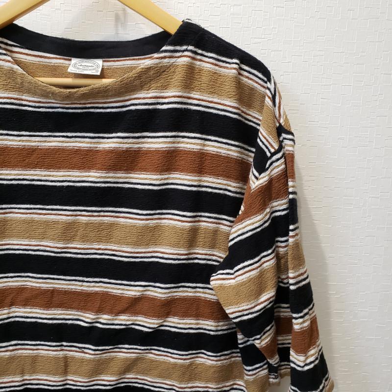 オーセンティックウエア AUTHENTIC WEAR カットソー 半袖 S ボーダー柄 白 / ホワイト / X 黒 / ブラック / X 茶 / ブラウン / レディース USED 古着 中古 10012228