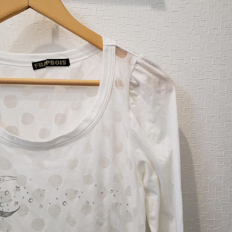 フラボア FRAPBOIS Tシャツ 長袖 1 X ドット 白 / ホワイト / レディース USED 古着 中古 10012266