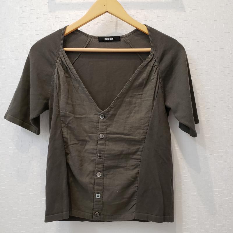 ズッカ ZUCCa カーディガン 半袖 M 無地 灰 / グレー / レディース USED 古着 中古 10012269