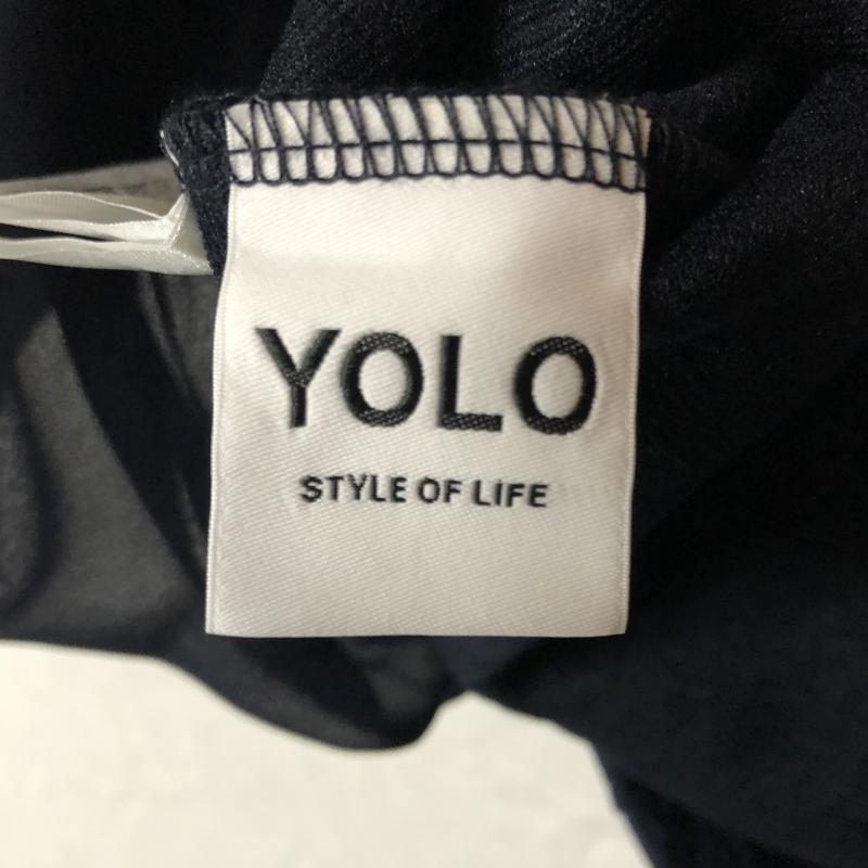 ヨーロ YOLO カットソー 七分袖 36 総柄 X 無地 紺 / ネイビー / レディース USED 古着 中古 10012276