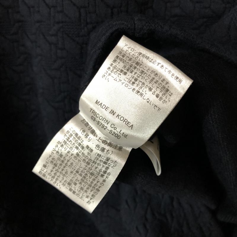 ヨーロ YOLO カットソー 七分袖 36 総柄 X 無地 紺 / ネイビー / レディース USED 古着 中古 10012276