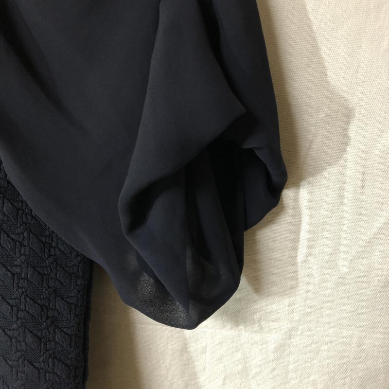 ヨーロ YOLO カットソー 七分袖 36 総柄 X 無地 紺 / ネイビー / レディース USED 古着 中古 10012276