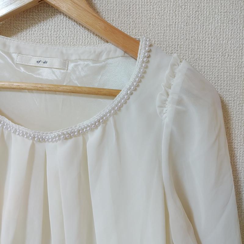エフデ ef-de カットソー 七分袖 9 無地 白 / ホワイト / レディース USED 古着 中古 10012336