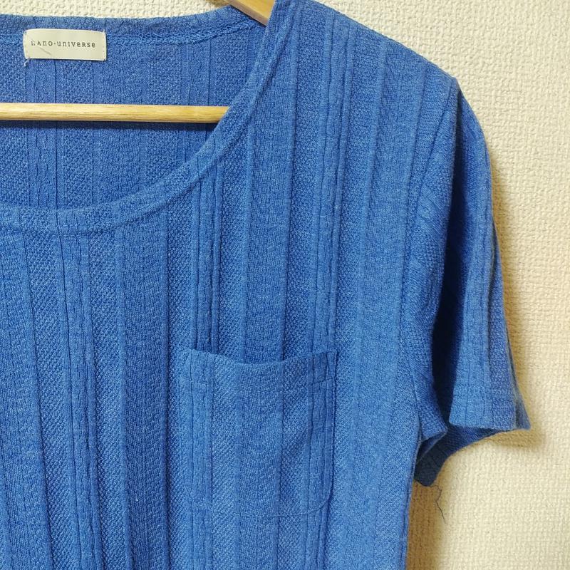 ナノユニバース nano・universe カットソー 半袖 42 無地 青 / ブルー / メンズ USED 古着 中古 10012356