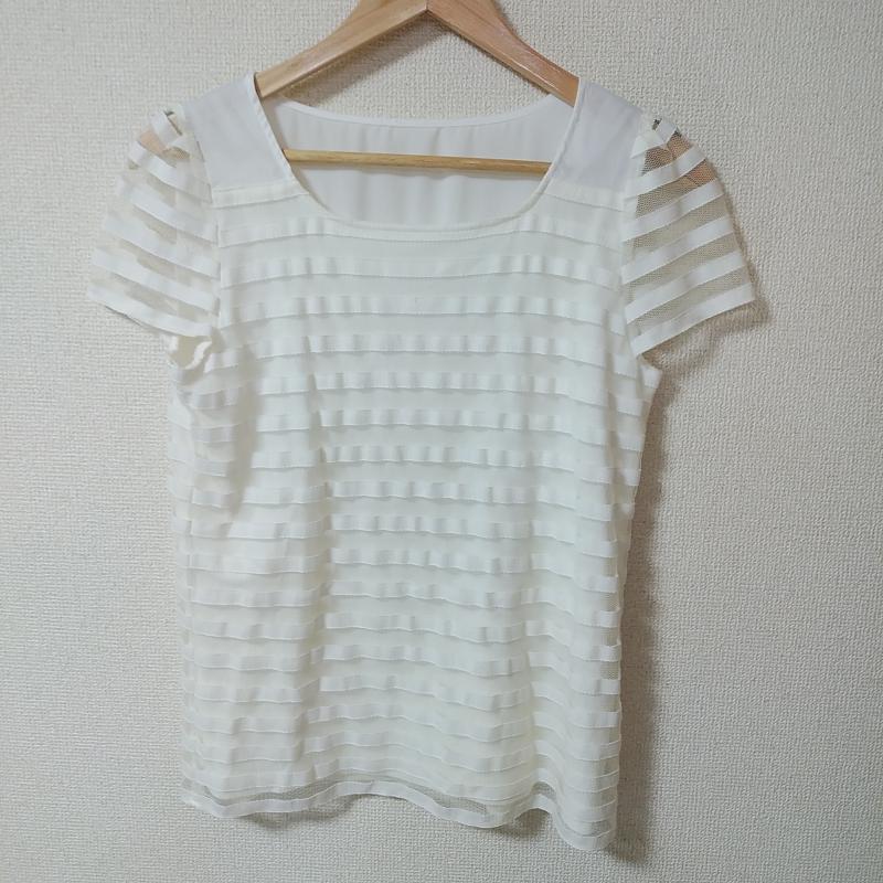 ジャスグリッティー JUSGLITTY カットソー 半袖 2 ボーダー柄 白 / ホワイト / レディース USED 古着 中古 10012359