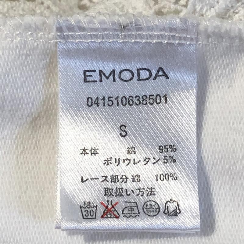 エモダ EMODA カットソー 半袖 S 無地 X ペイズリー 白 / ホワイト / レディース USED 古着 中古 10012396