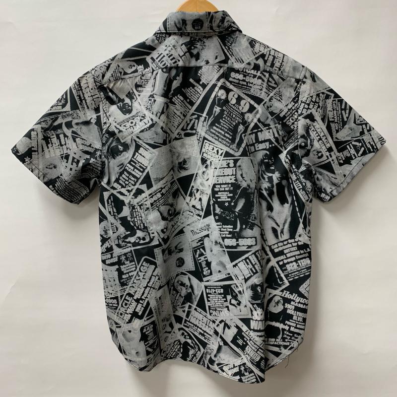 クラクト CLUCT シャツ、ブラウス 半袖 S 総柄 黒 / ブラック / X 灰 / グレー / メンズ USED 古着 中古 10012450