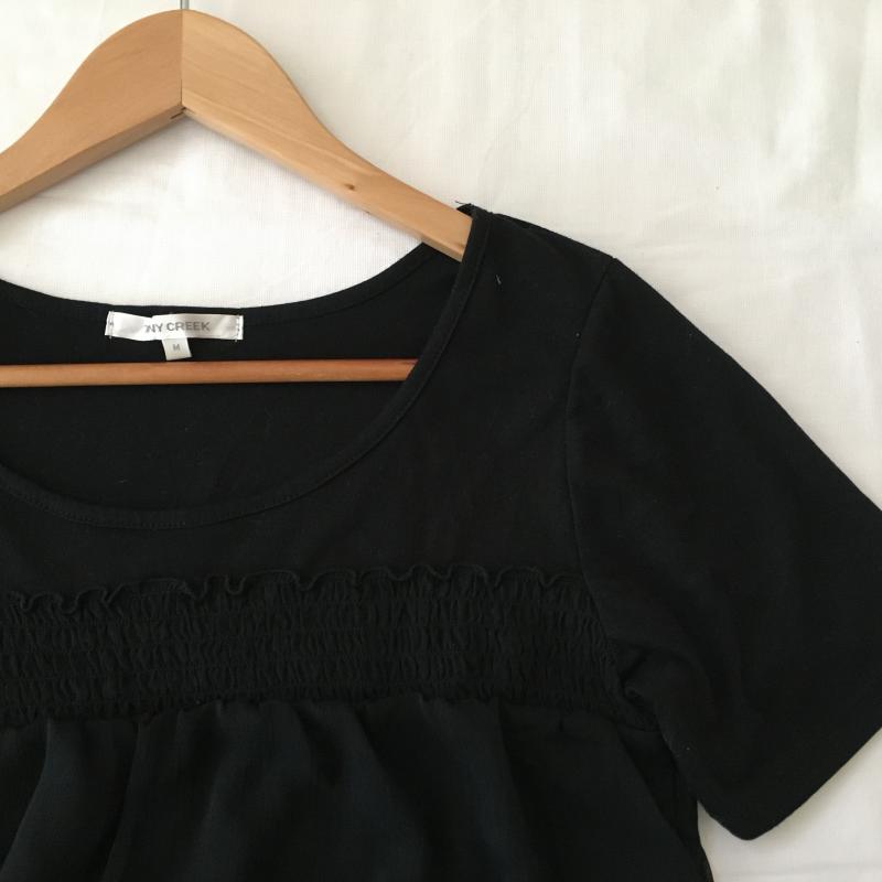 タイニークリーク TINY CREEK カットソー 半袖 M 無地 黒 / ブラック / レディース USED 古着 中古 10012681