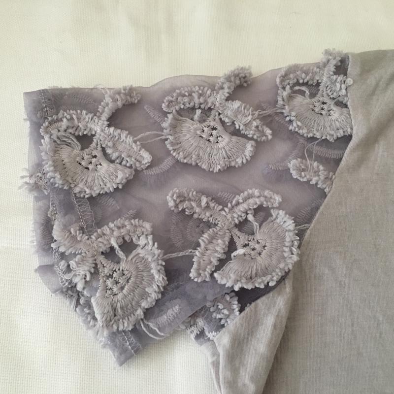 リシェグラマー Riche glamour カットソー 半袖 M 無地 X 花柄 紫 / パープル / レディース USED 古着 中古 10012686