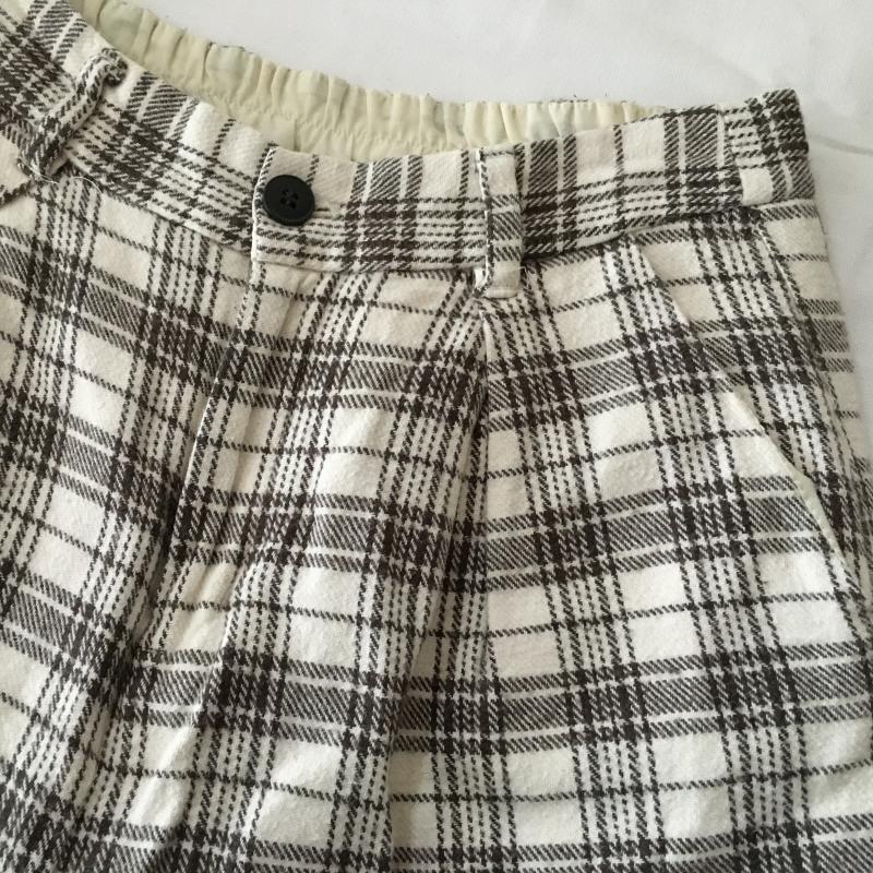 サマンサモスモス SM2 パンツ スラックス ガウチョパンツ M チェック 白 / ホワイト / X 茶 / ブラウン / レディース USED 古着 中古 10012708