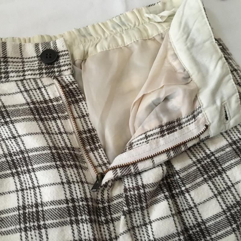 サマンサモスモス SM2 パンツ スラックス ガウチョパンツ M チェック 白 / ホワイト / X 茶 / ブラウン / レディース USED 古着 中古 10012708