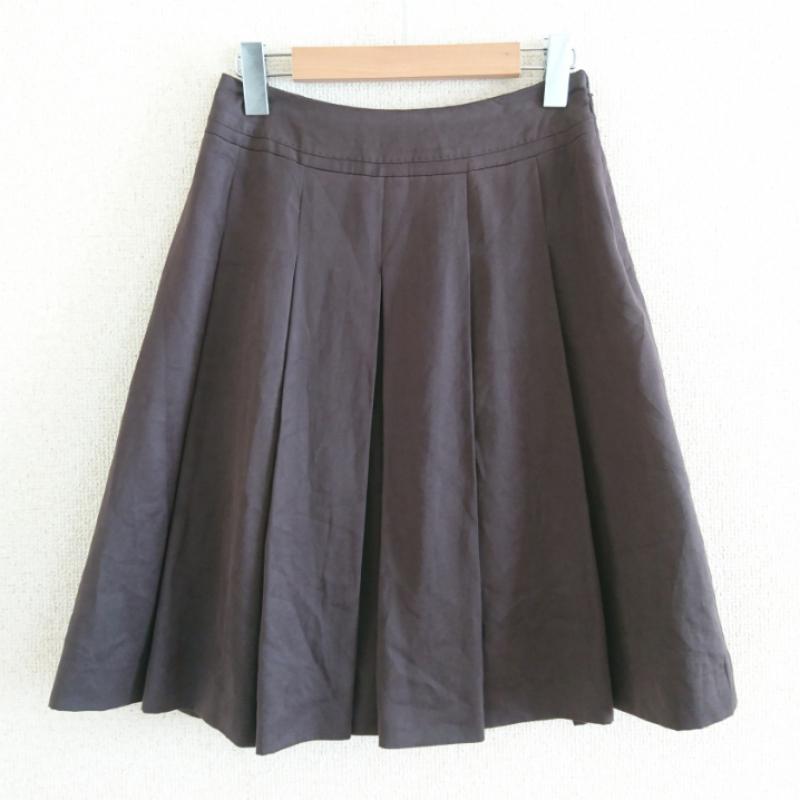 イネド INED スカート ひざ丈スカート 7 無地 茶 / ブラウン / レディース USED 古着 中古 10012723