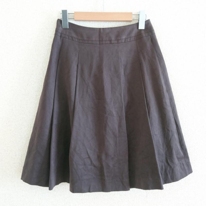 イネド INED スカート ひざ丈スカート 7 無地 茶 / ブラウン / レディース USED 古着 中古 10012723