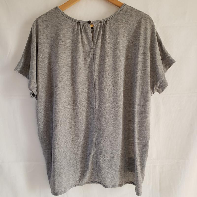 ヨーロ YOLO Tシャツ 半袖 前レース素材透け感あり 38 X 無地 灰 / グレー / X 白 / ホワイト / レディース USED 古着 中古 10012776