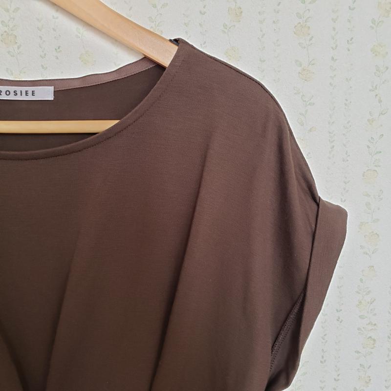 ロージー ROSIEE カットソー 半袖 胸下に切り返し丸首 40 無地 X 茶 / ブラウン / レディース USED 古着 中古 10012777