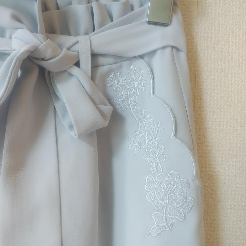 ジュジュエッタ JugeETTA パンツ スラックス 0 無地 X 刺繍 X 花柄 灰 / グレー / レディース USED 古着 中古 10012784