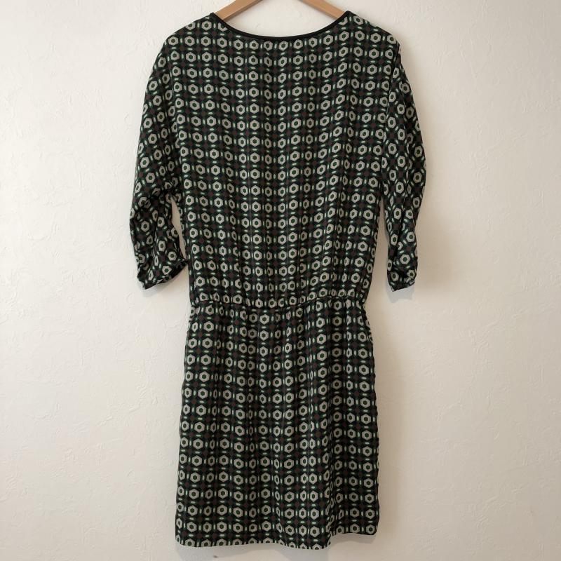 ザラベーシック ZARA BASIC ワンピース ひざ丈スカート ドルマンスリーブワンピース M 総柄 黒 / ブラック / X 茶 / ブラウン / X 緑 / グリーン / X 灰 / グレー / レディース USED 古着 中古 10012949