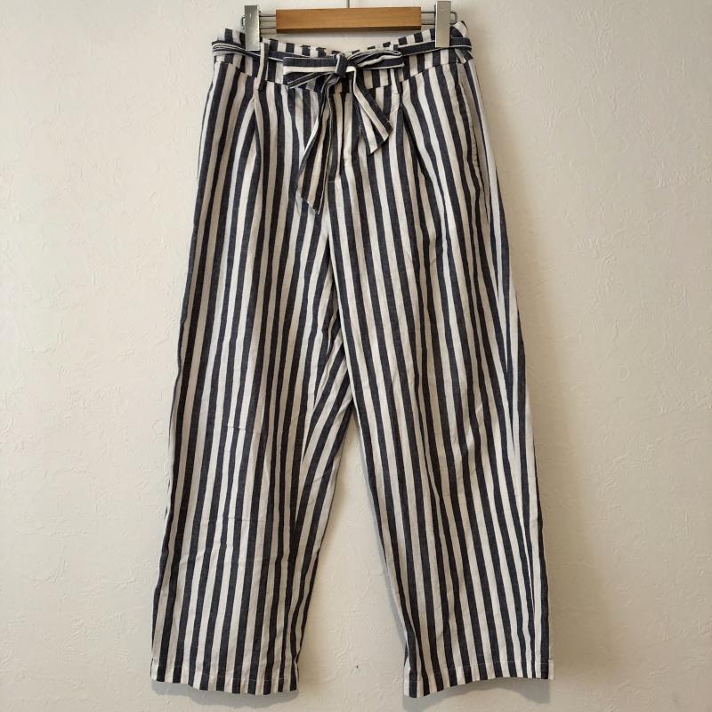 ザラベーシック ZARA BASIC パンツ スラックス ワイドパンツ S ストライプ 白 / ホワイト / X 紺 / ネイビー / レディース USED 古着 中古 10012957