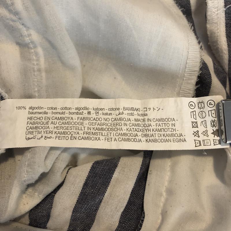 ザラベーシック ZARA BASIC パンツ スラックス ワイドパンツ S ストライプ 白 / ホワイト / X 紺 / ネイビー / レディース USED 古着 中古 10012957