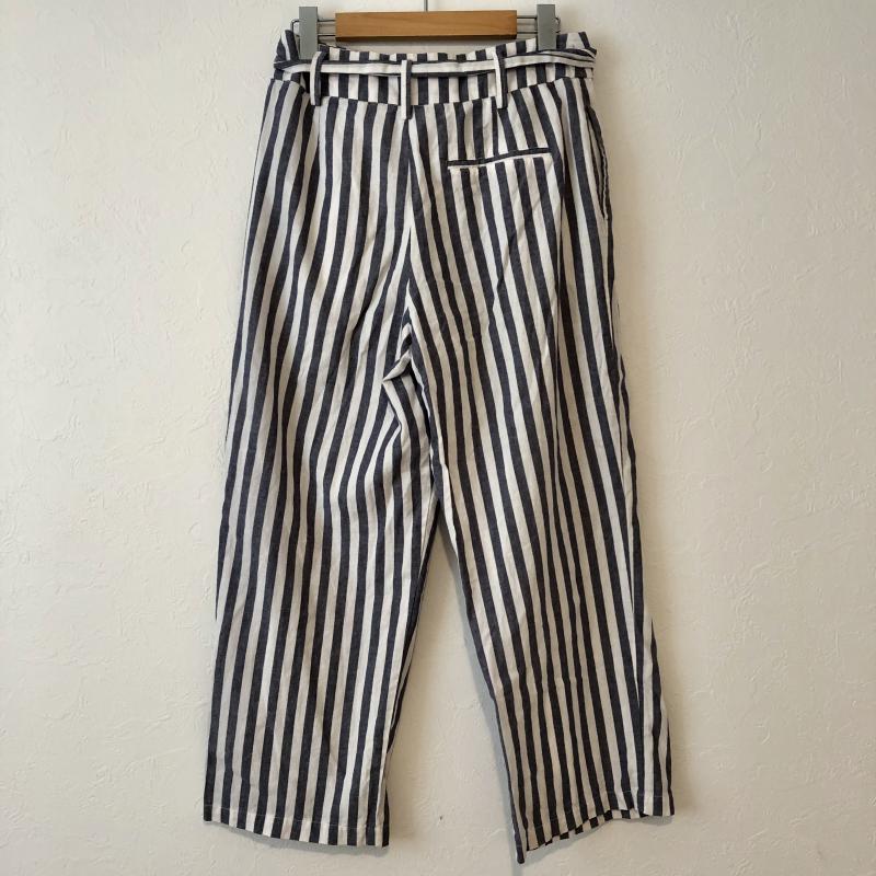 ザラベーシック ZARA BASIC パンツ スラックス ワイドパンツ S ストライプ 白 / ホワイト / X 紺 / ネイビー / レディース USED 古着 中古 10012957