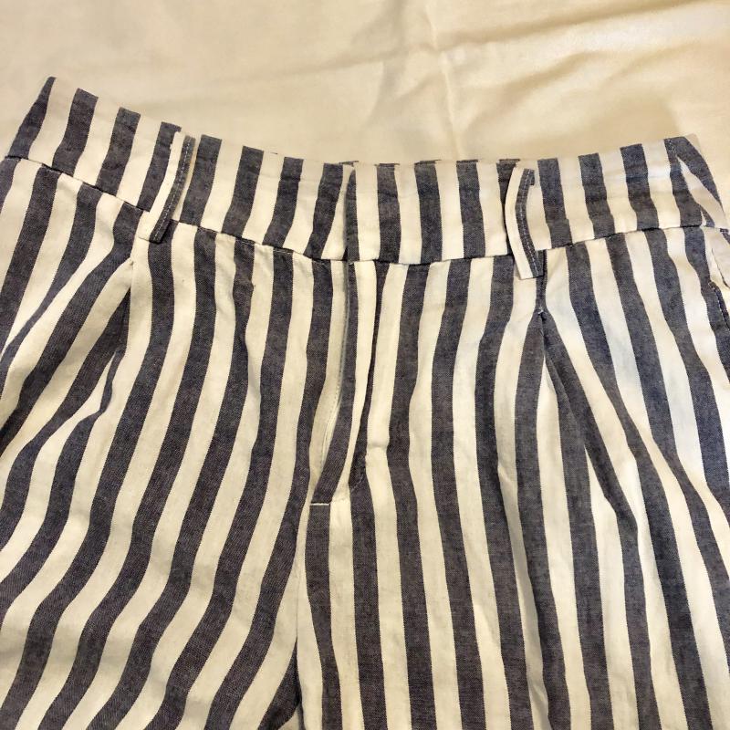 ザラベーシック ZARA BASIC パンツ スラックス ワイドパンツ S ストライプ 白 / ホワイト / X 紺 / ネイビー / レディース USED 古着 中古 10012957