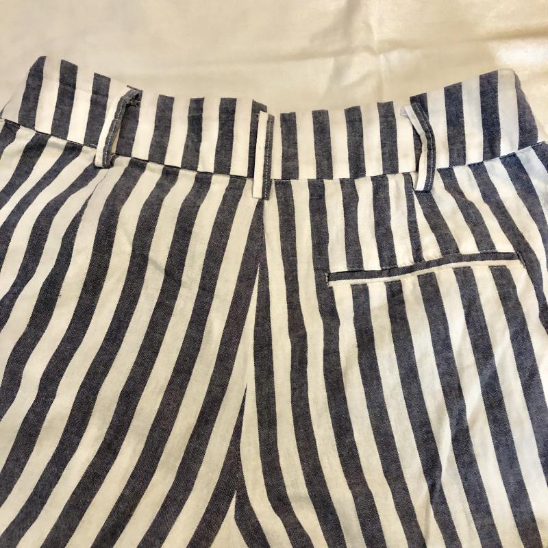 ザラベーシック ZARA BASIC パンツ スラックス ワイドパンツ S ストライプ 白 / ホワイト / X 紺 / ネイビー / レディース USED 古着 中古 10012957