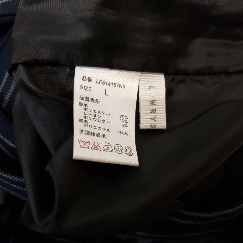 ローリーズファーム LOWRYS FARM ボトムス ボトムス サスペンダー付きクロップドパンツ L ストライプ 紺 / ネイビー / X 灰 / グレー / レディース USED 古着 中古 10013152
