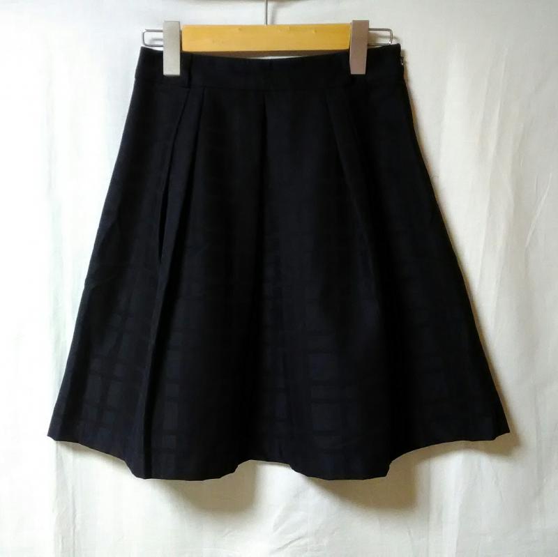 トルディア TRUDEA スカート ひざ丈スカート 無地 X チェック 紺 / ネイビー / レディース USED 古着 中古 10013176