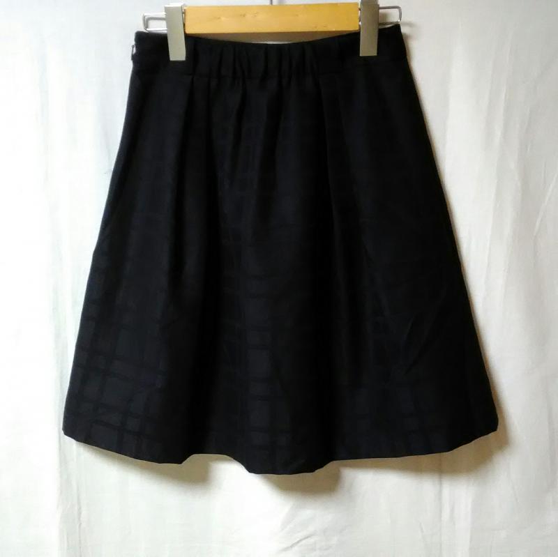 トルディア TRUDEA スカート ひざ丈スカート 無地 X チェック 紺 / ネイビー / レディース USED 古着 中古 10013176