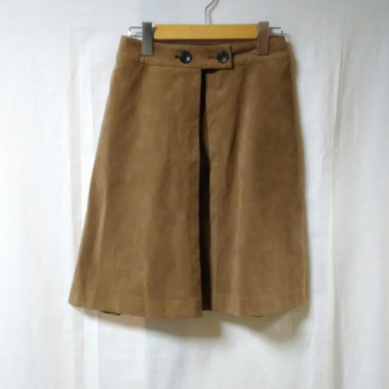 イネド INED スカート ひざ丈スカート 7号 無地 茶 / ブラウン / レディース USED 古着 中古 10013193