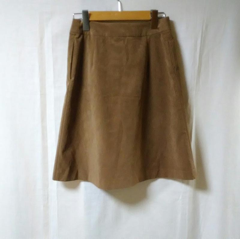 イネド INED スカート ひざ丈スカート 7号 無地 茶 / ブラウン / レディース USED 古着 中古 10013193