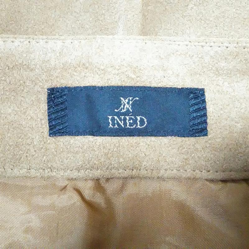 イネド INED スカート ひざ丈スカート 7号 無地 茶 / ブラウン / レディース USED 古着 中古 10013193