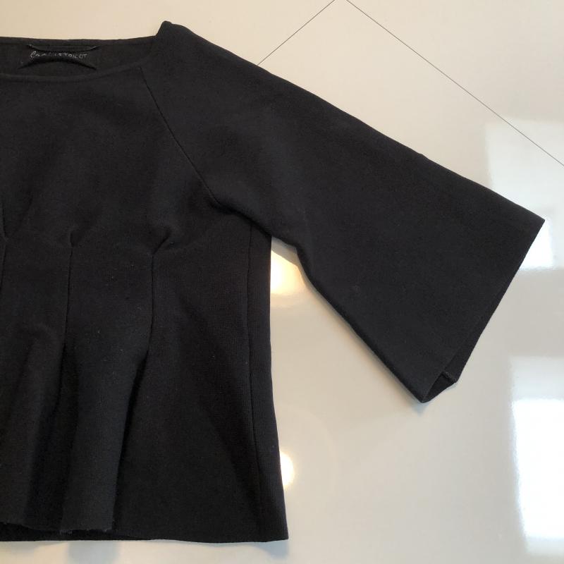 ローフ loaf カットソー 七分袖 1 無地 黒 / ブラック / レディース USED 古着 中古 10013304