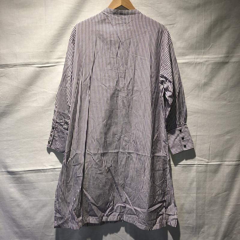 デラクシィーム deluxee'm ワンピース ひざ丈スカート 2 ストライプ 白 / ホワイト / X 紫 / パープル / レディース USED 古着 中古 10013329