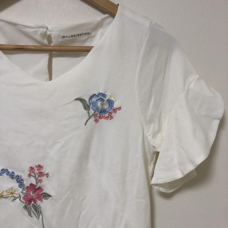 ウィルセレクション WILLSELECTION ワンピース ひざ丈スカート M 無地 X 花柄 白 / ホワイト / レディース USED 古着 中古 10013347