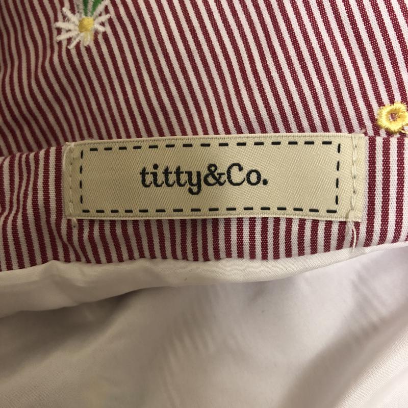 ティティーアンドコー titty&Co. ワンピース ひざ丈スカート S ストライプ X 刺繍 赤 / レッド / X 白 / ホワイト / X 黄 / イエロー / X 緑 / グリーン / レディース USED 古着 中古 10013350